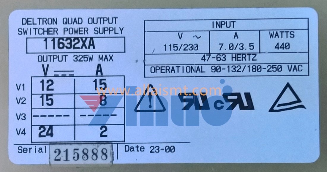 46054001 PS;115VAC; 12,15,24VDC;325W PDP