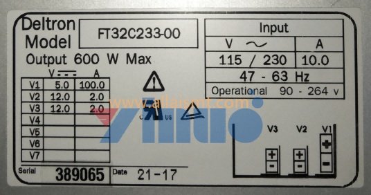 47547001 POWER SUPPLY;PS; 115-230VAC; +5, +12,-12VDC;600W 4681A,4688A VME